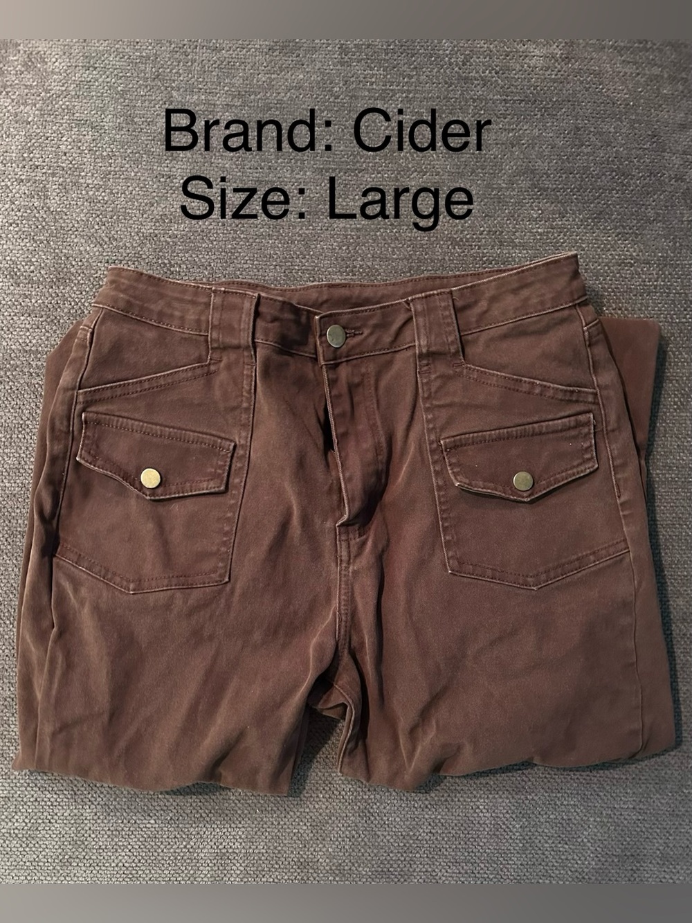 CIDER Women’s Pants, Brown, Size Large. EUC.